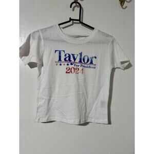 TAYLOR SWIFT FOR PRESIDENT SWIFTIES SHORT SLEEVE WHITE SHIRT YOUTH L KIDS NWT